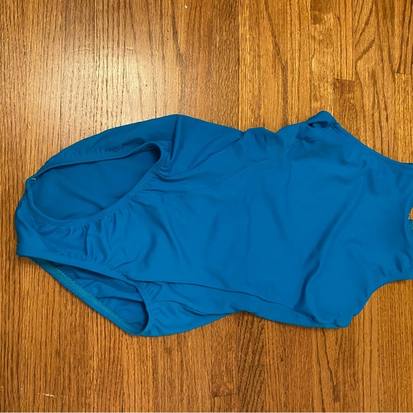 Blue green high neck leotard - LOOK AT PHOTOS FOR REAL COLOR - Picture 3 of 4